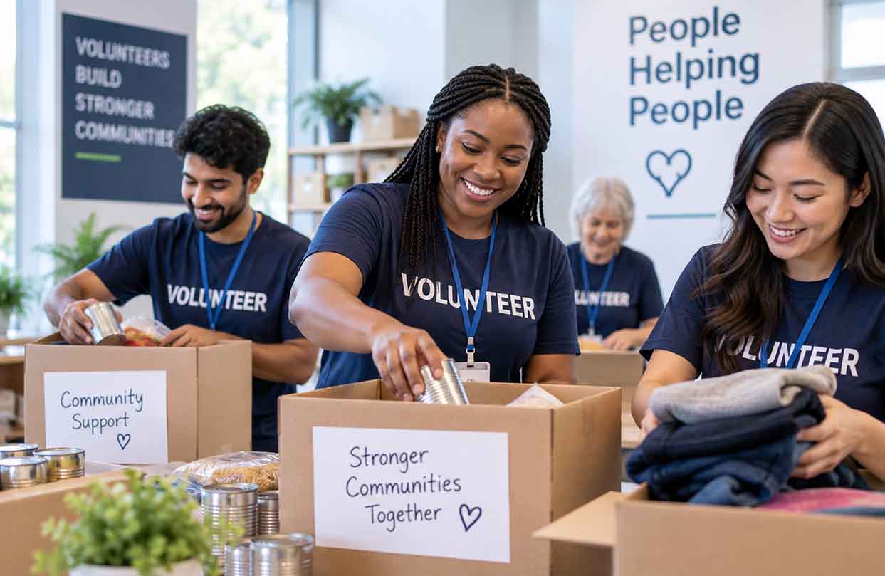 Community volunteers together