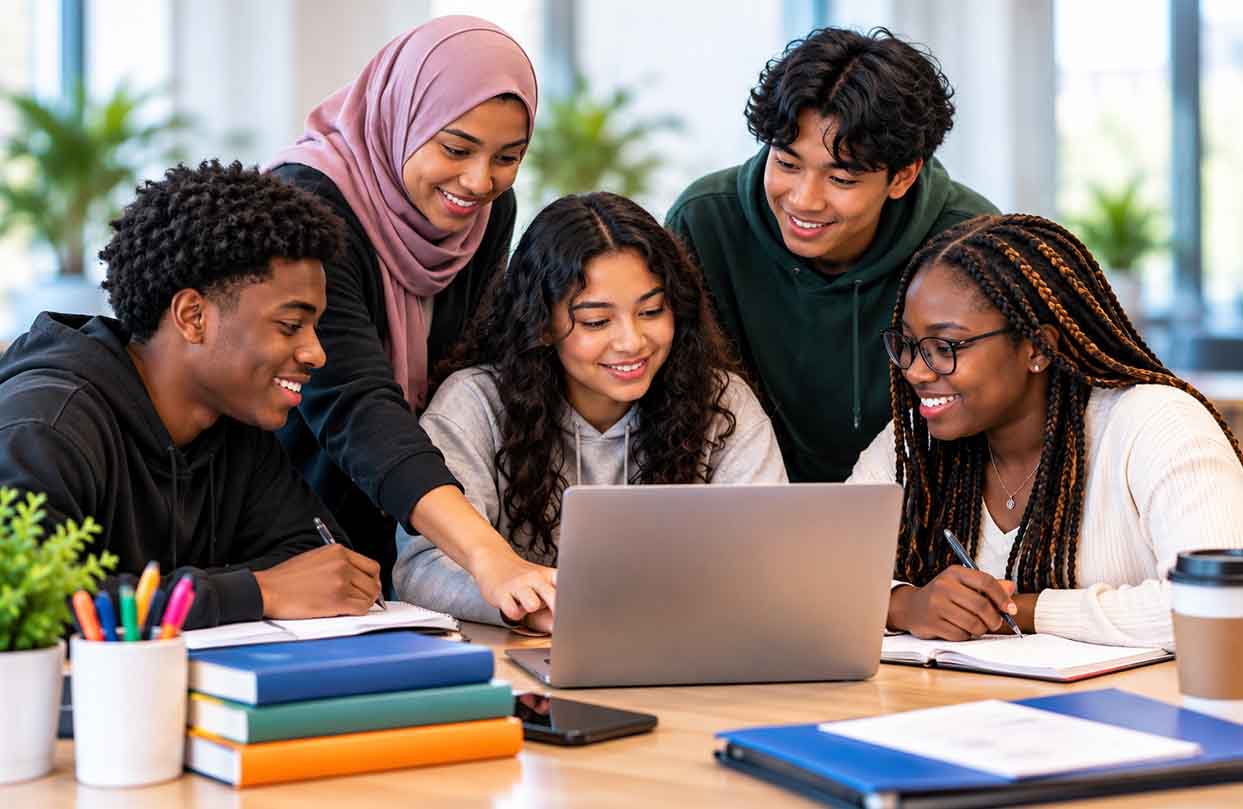 Young people participating in a community program